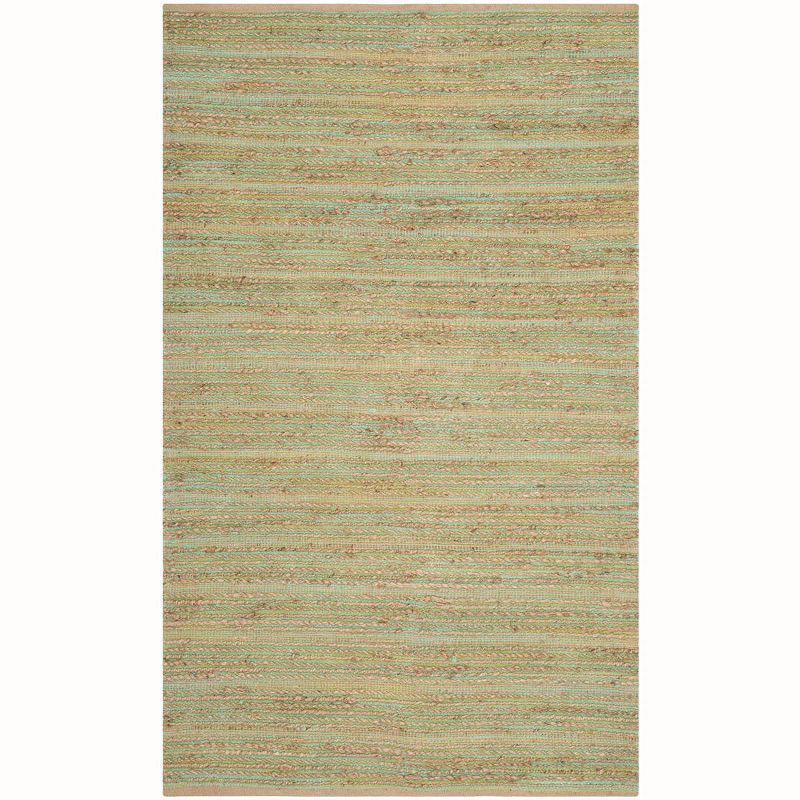 Green Hand-Knotted Cotton Square Area Rug