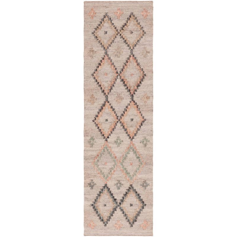 Handmade Beige and Gold Wool Cotton Runner Rug