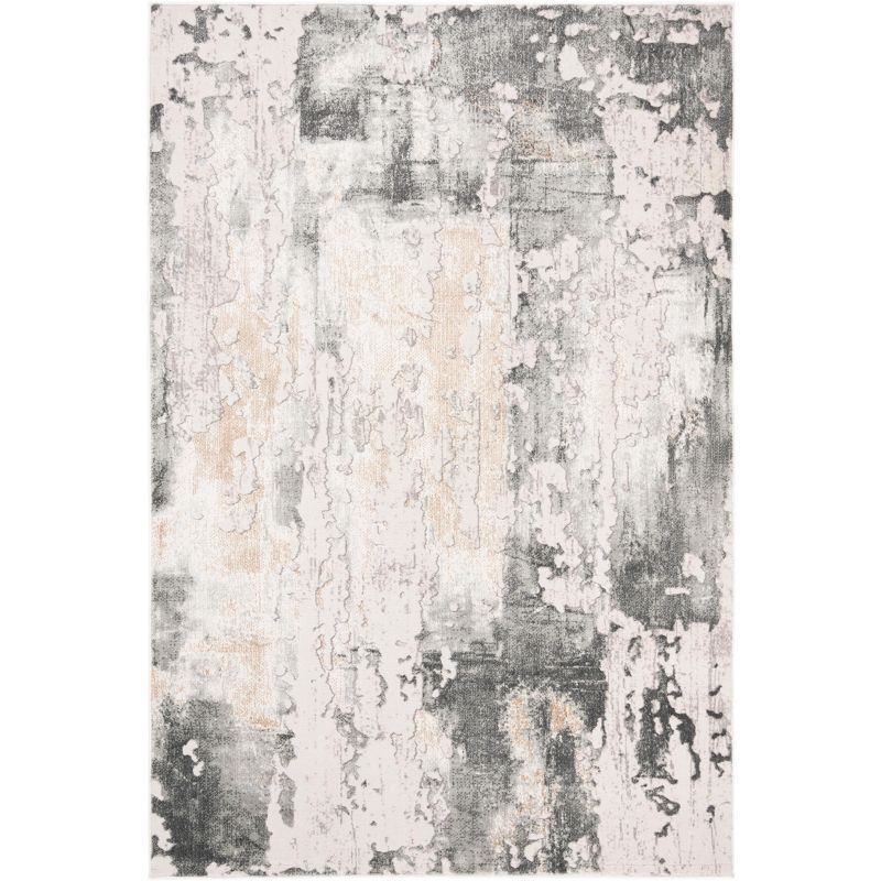 Abstract Gray Synthetic 24" Hand-Knotted Area Rug