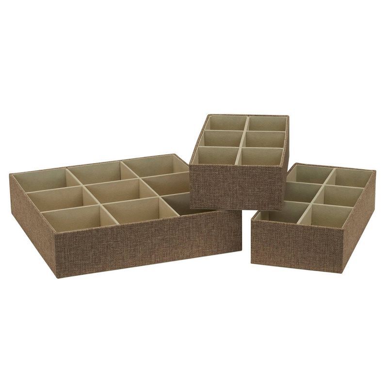 Latte Linen 3-Piece Customizable Drawer Organizer Set