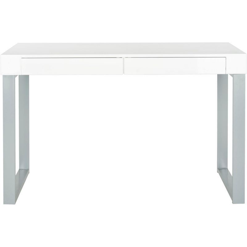 Barton 47'' White and Gray Transitional Home Office Desk with Drawers