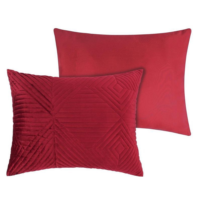 Riviera Red Velvet Quilted Standard Pillow Sham