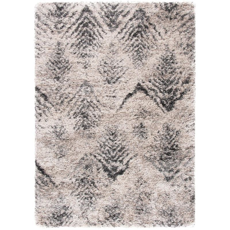 Gray and Cream 6' x 9' Rectangular Shag Area Rug