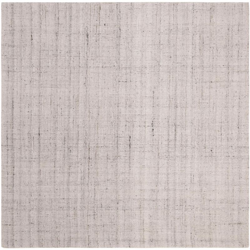 Handmade Light Grey Abstract Wool Square Area Rug