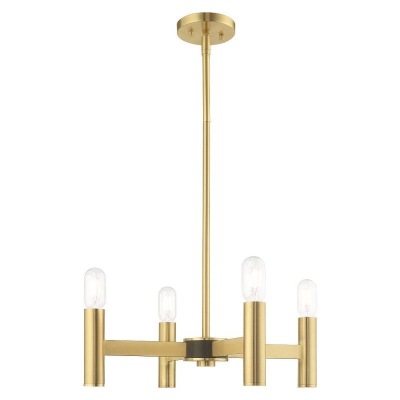 Copenhagen Satin Brass 4-Light Mini Industrial Chandelier