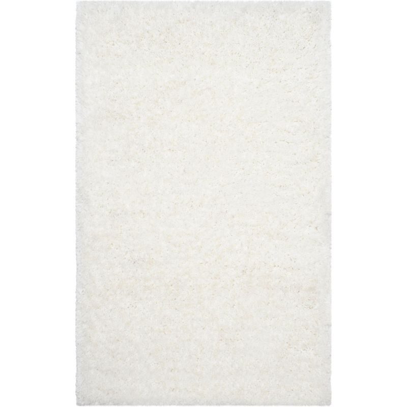 Ivory Hand-Tufted Rectangular Shag Area Rug, 3' x 5'