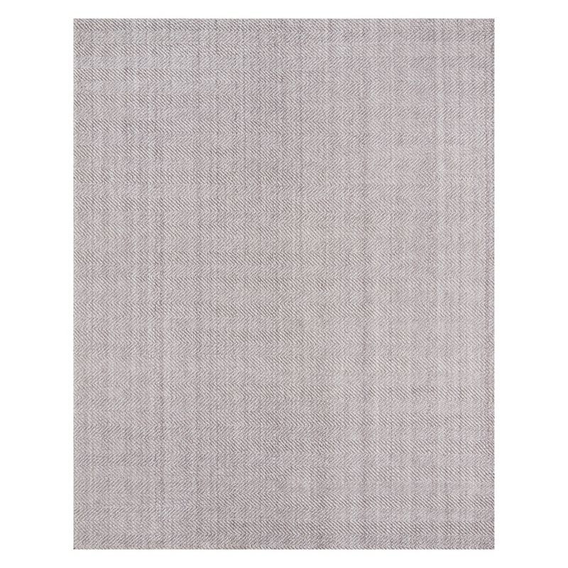 Gray and Brown Herringbone Handwoven Wool Area Rug