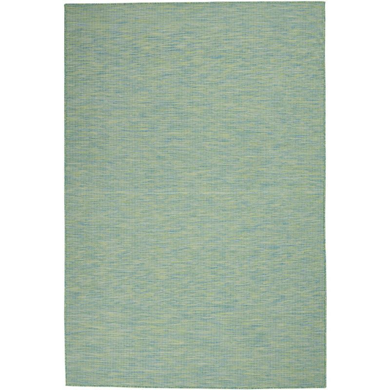 Positano Easy-Care Blue/Green Synthetic 4' x 6' Outdoor Rug