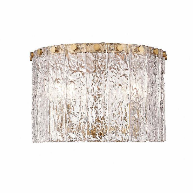 Modern Gold Glass Drum Flush Mount Ceiling Light