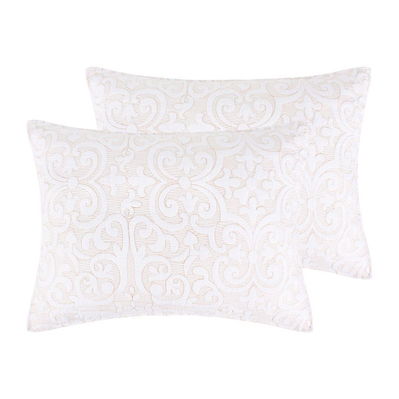 Sherbourne White and Taupe Quilted King Sham Set