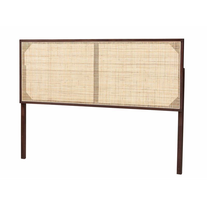 Aurelia Dark Brown Bayur Wood and Natural Rattan Queen Headboard