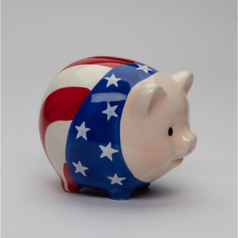 Ceramic American Flag Piggy Bank 4-Inch Patriotic Decor