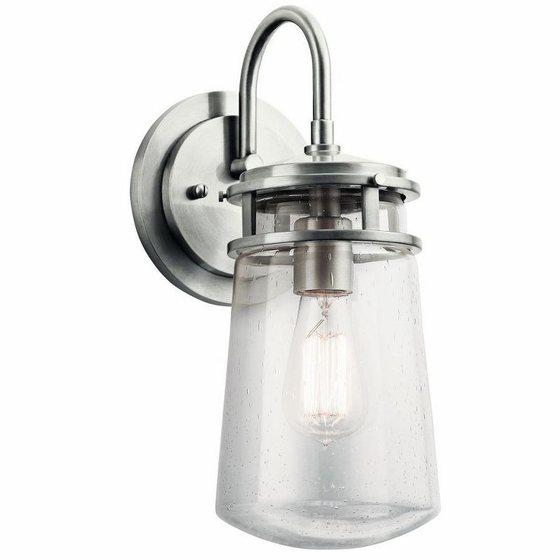 Brushed Aluminum Jelly Jar Wall Sconce with Clear Seeded Glass