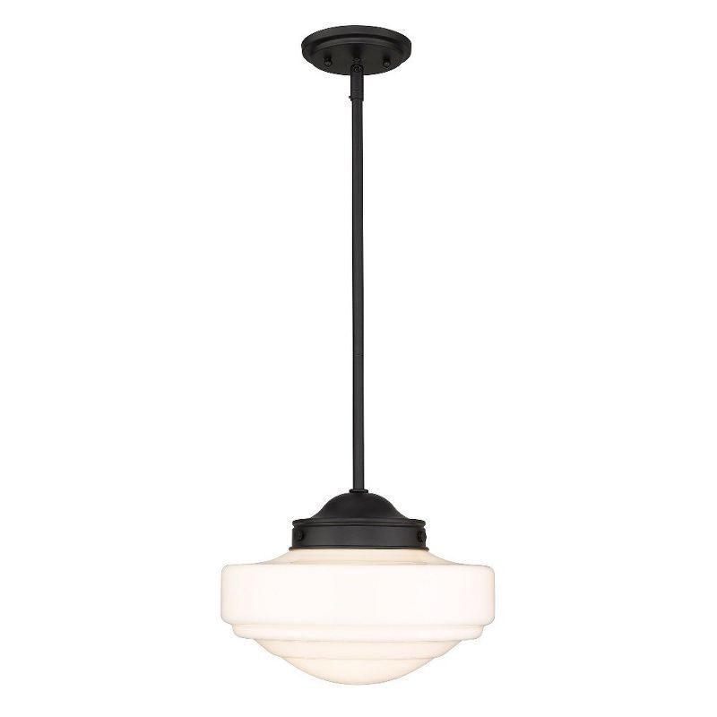 Matte Black Vintage Milk Glass Pendant Light