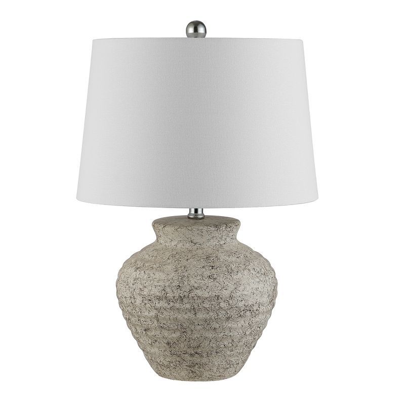 Ledger Light Grey Ceramic Table Lamp with White Shade