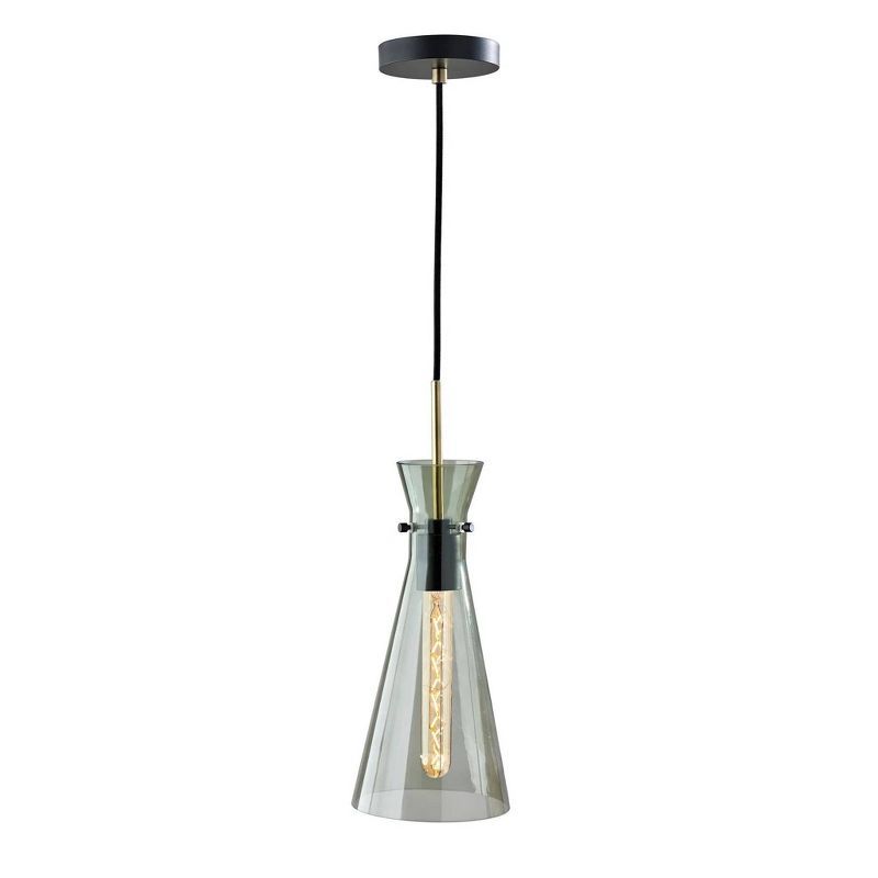 Walker 18'' Smoked Glass and Brass Mini Pendant Light