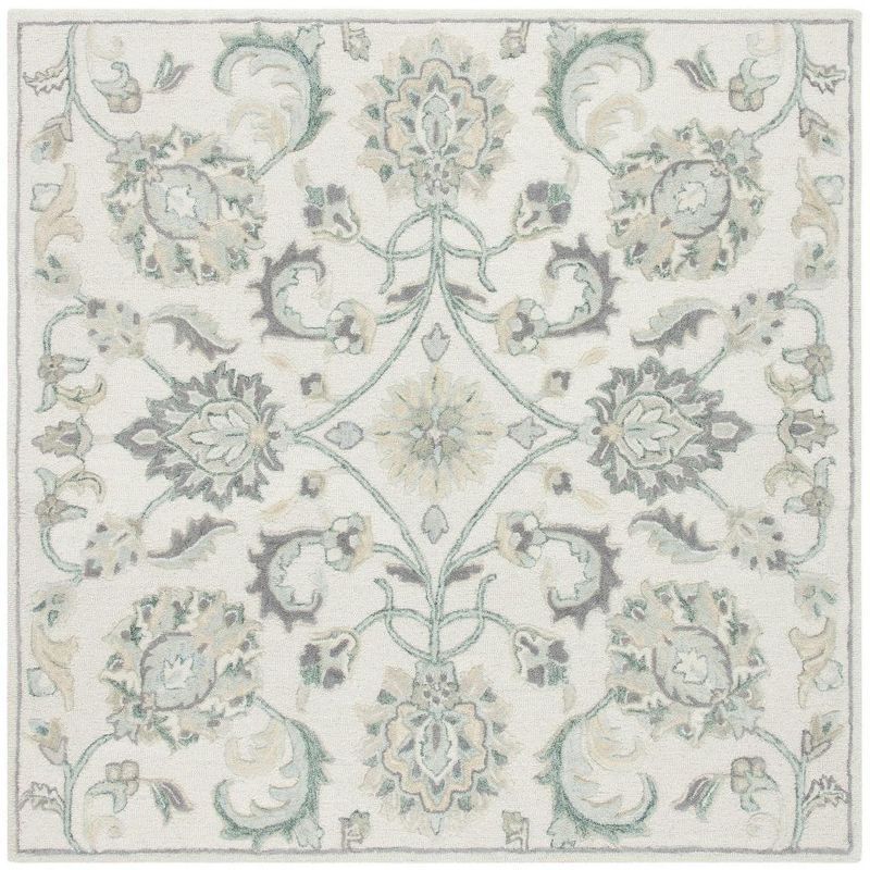 Ivory Elegance 6' Square Hand-Tufted Wool Area Rug