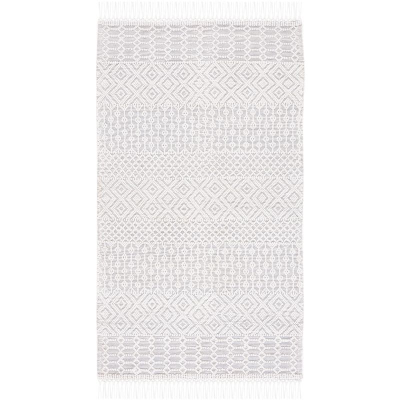 Grey and Ivory Hand-Tufted Wool Shag Area Rug