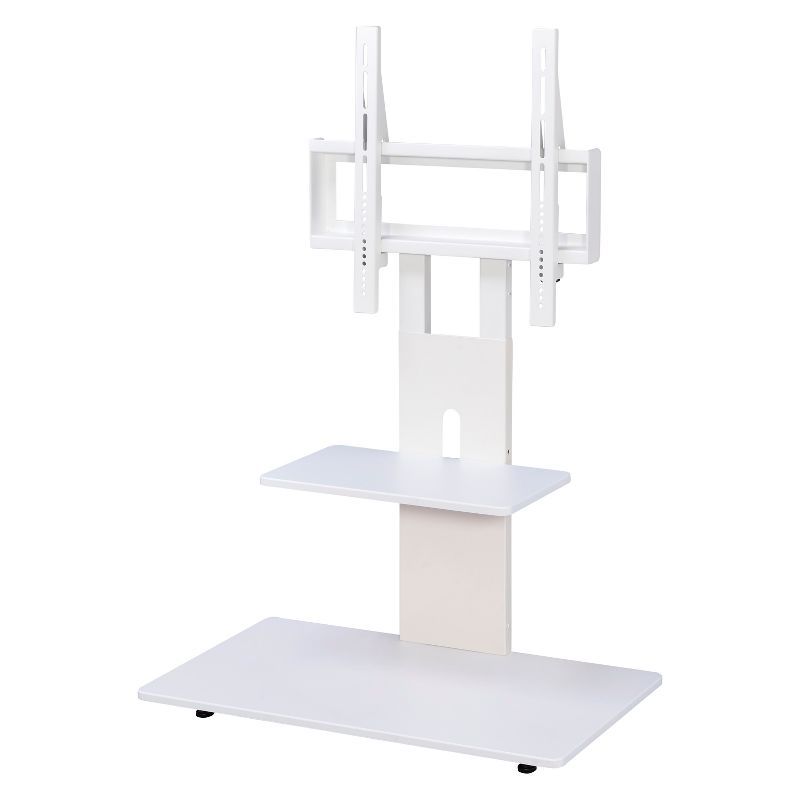 White Adjustable TV Stand with Mount and Shelves