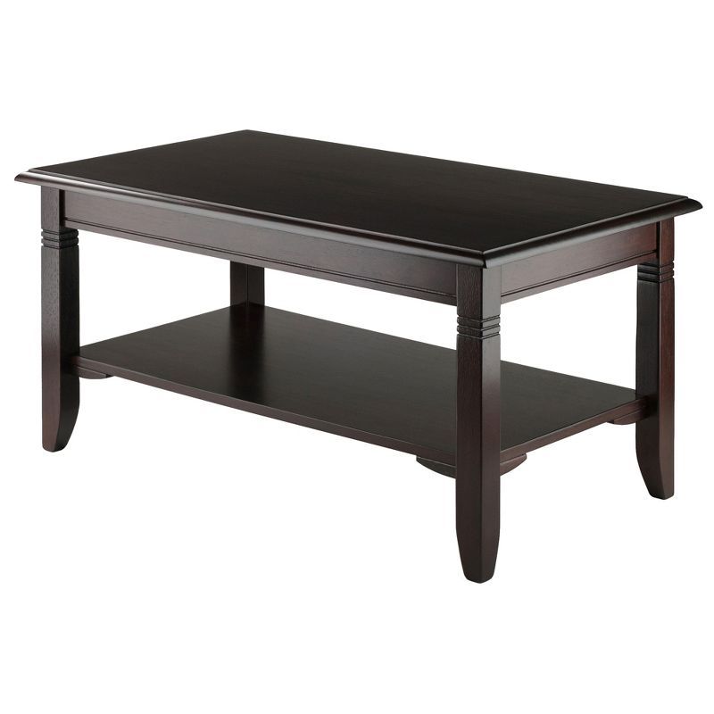 Transitional Cappuccino Brown Rectangular Wood Coffee Table