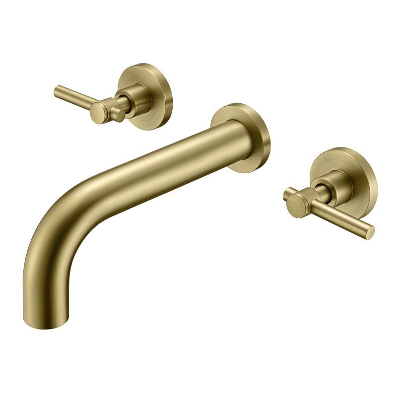 Brushed Gold Wall Mount Tub Faucet with Double Handles