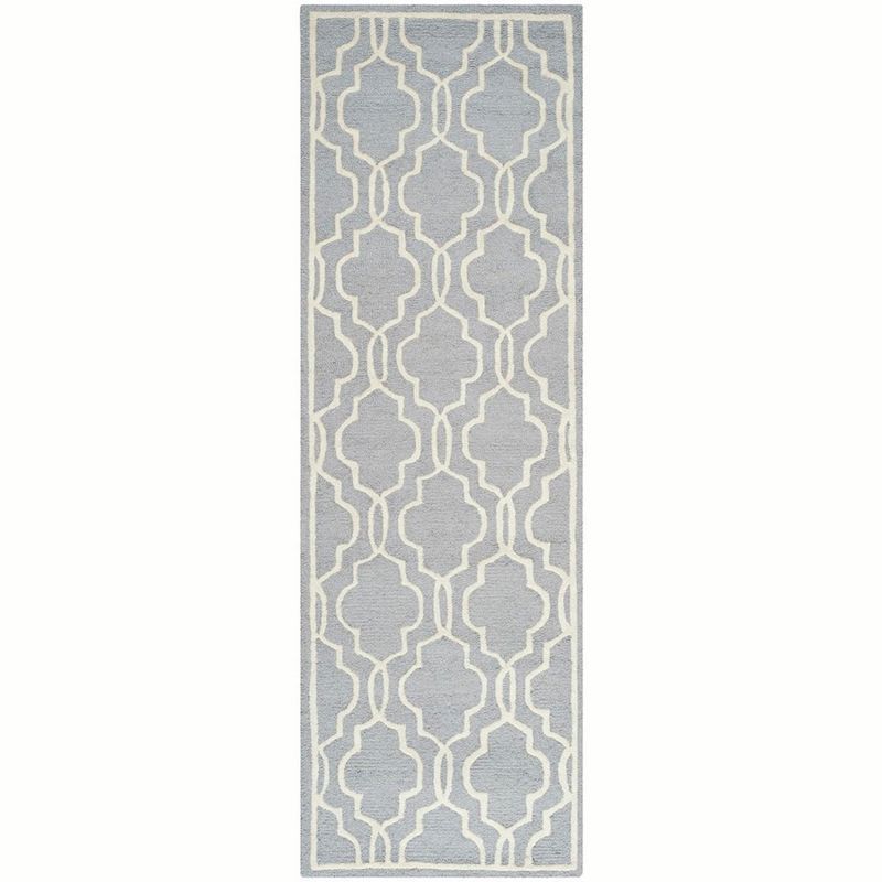 Hand-Tufted Silver & Ivory Wool 2'6" x 16' Area Rug