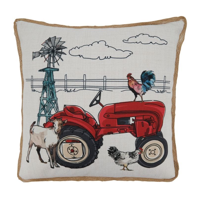 Farm Tractor Design Square Poly Filled Throw Pillow