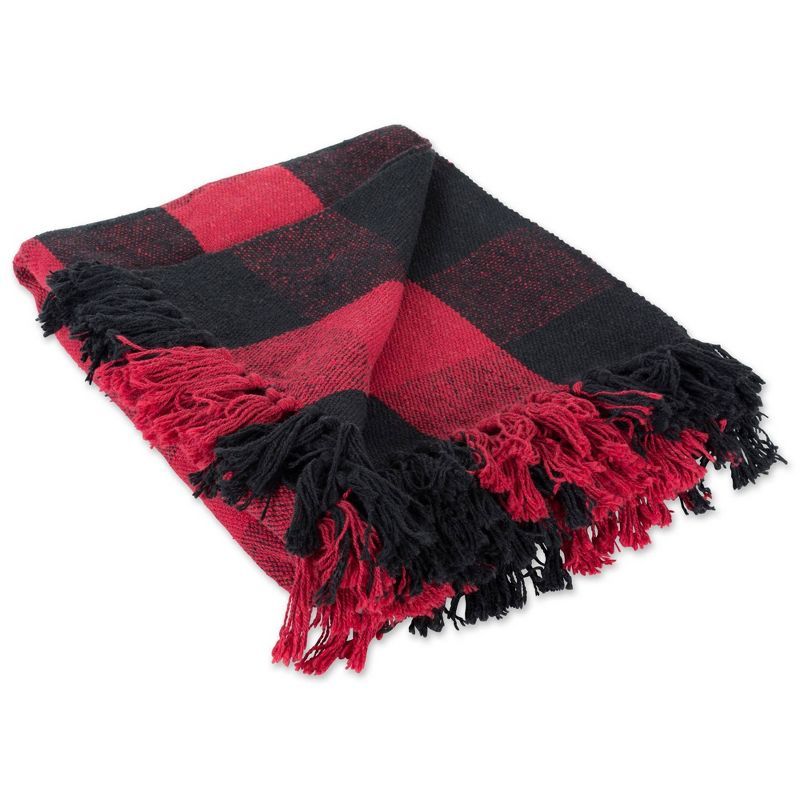 Tango Red and Black Buffalo Check Cotton Throw Blanket