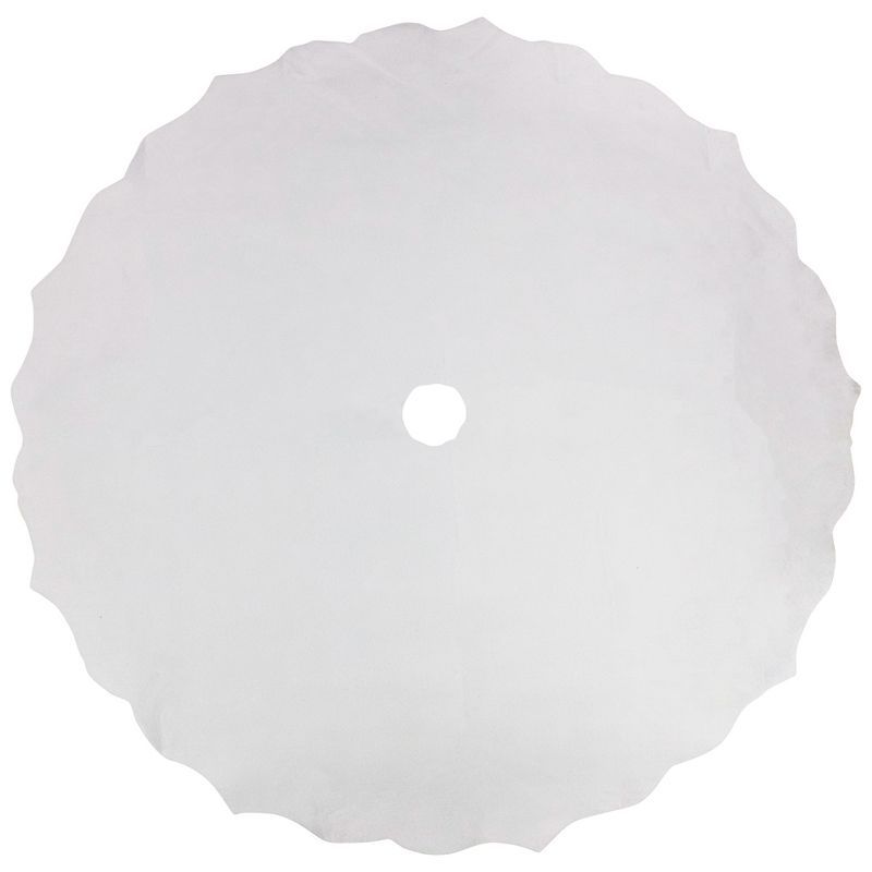 White Felt Scalloped Edge Christmas Tree Skirt, 38 Inches