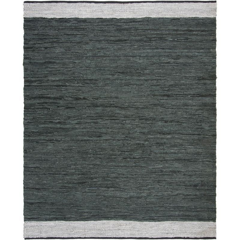 Gray Cotton and Cowhide 8' x 10' Handmade Reversible Area Rug