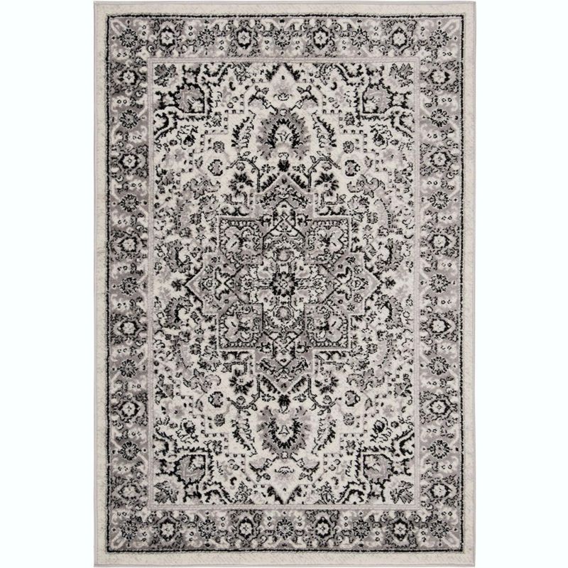 Silver Floral Reversible Synthetic 4' x 6' Area Rug