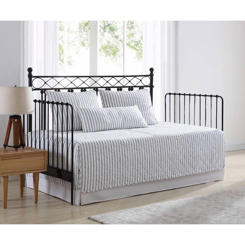 Gray Cotton Reversible Daybed Cover Set with Shams