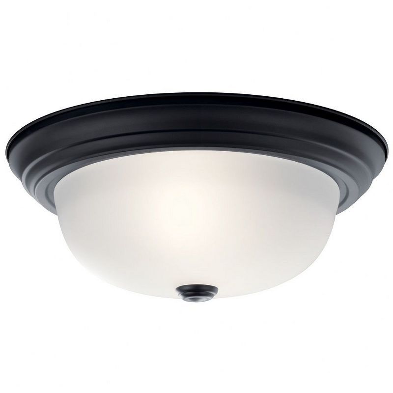 Black Satin Etched Glass 13.25" Flush Mount Ceiling Light
