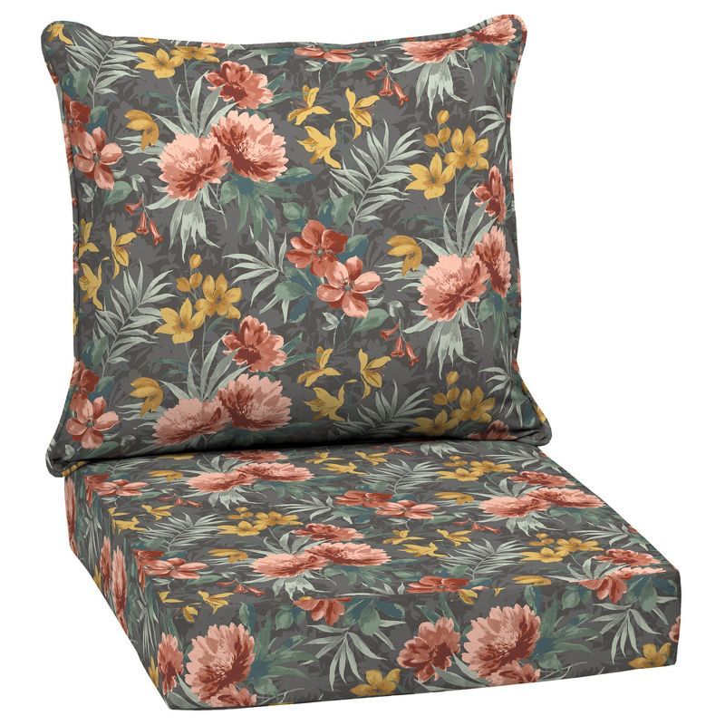 Phoebe Grey Floral Outdoor Deep Seat Cushion Set