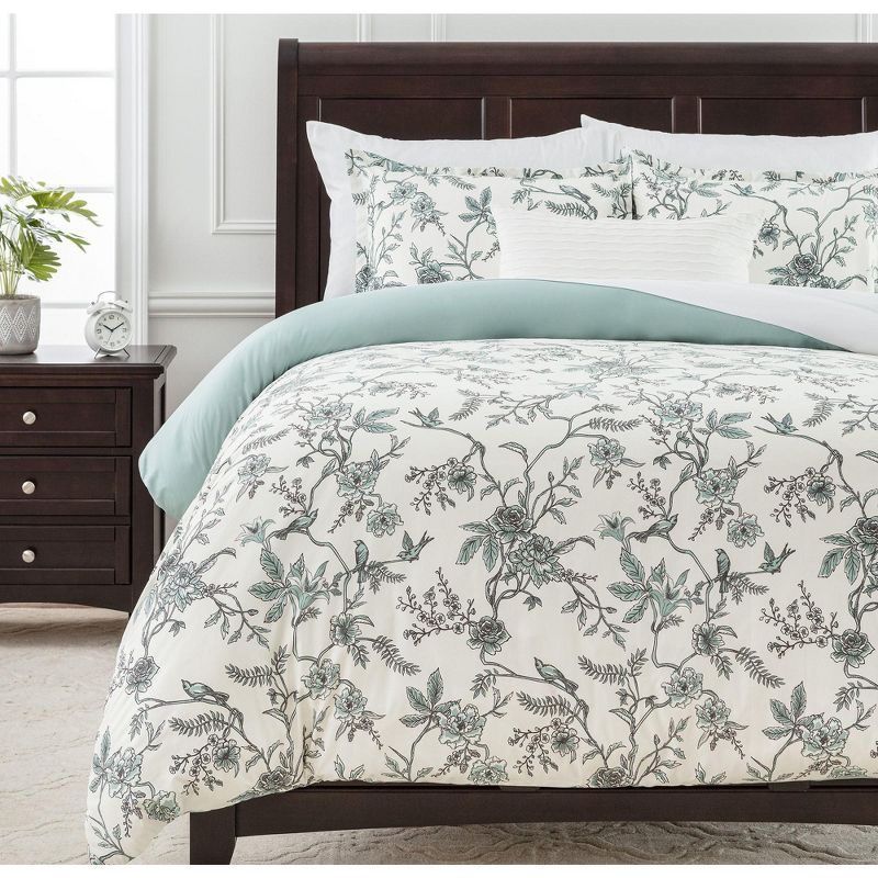 Sage Green French Toile Microfiber Duvet Cover Set