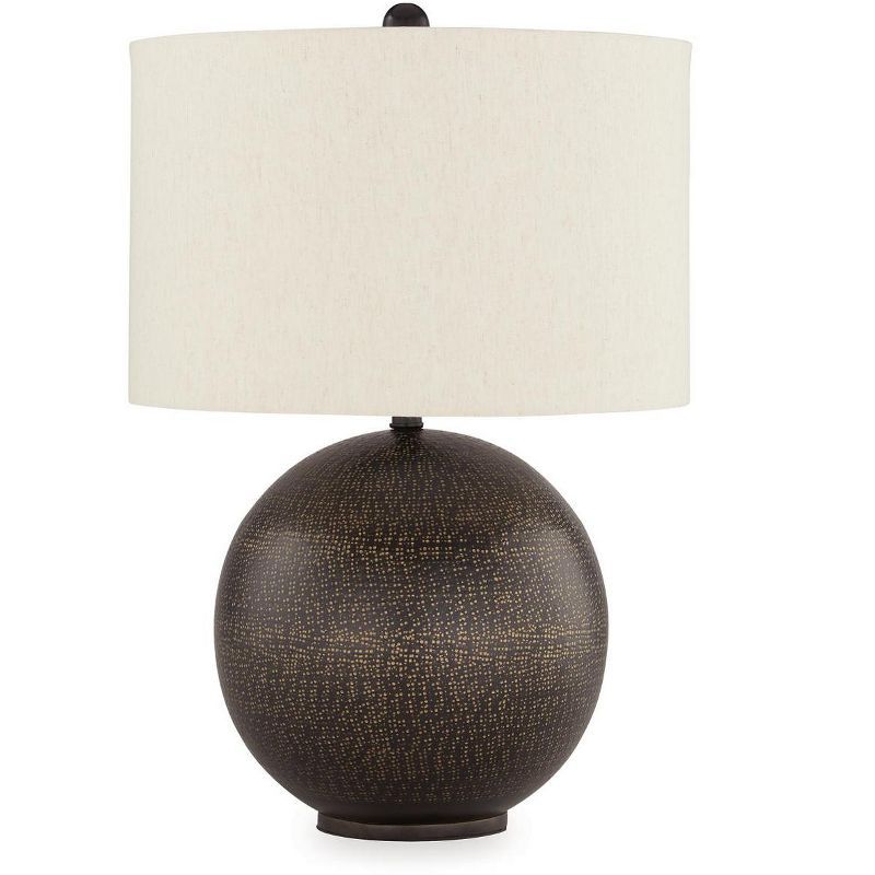 Black and Gold Metal Table Lamp with Drum Shade