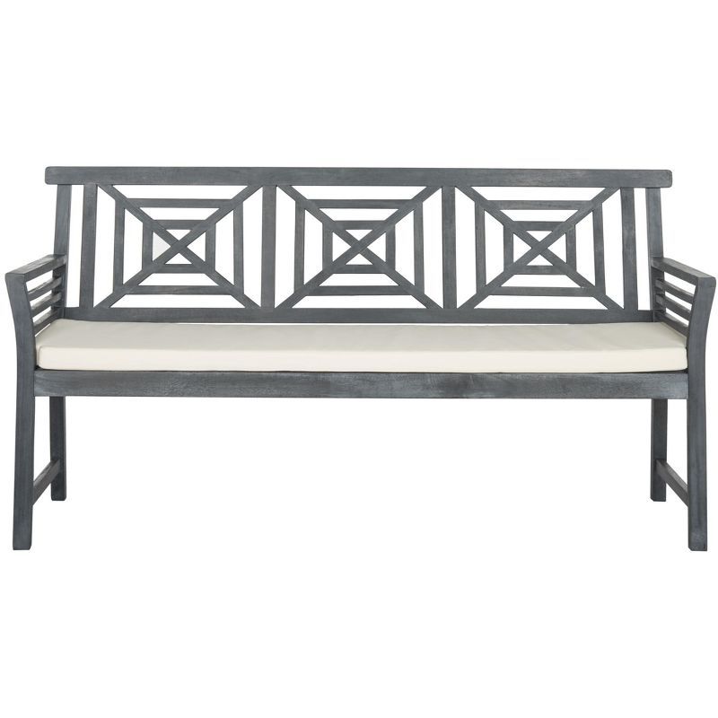 Del Mar Ash Grey 3-Seat Outdoor Bench with Beige Cushion