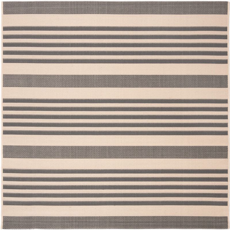 Modern Grey Square Synthetic Indoor/Outdoor Easy-Care Area Rug