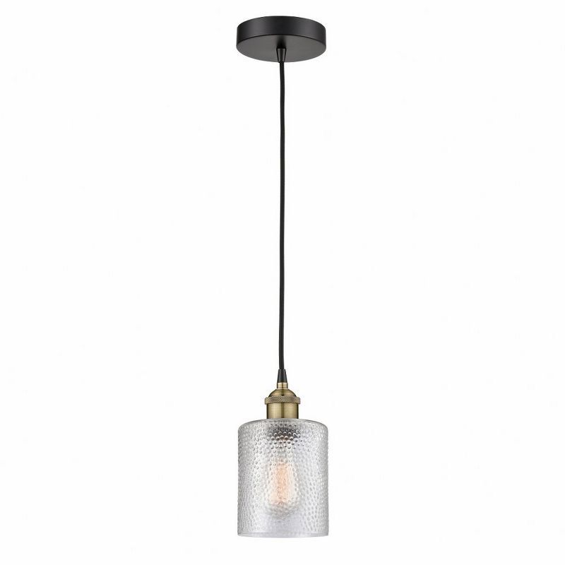 Cobbleskill Black Antique Brass Mini Pendant with Clear Glass Shade