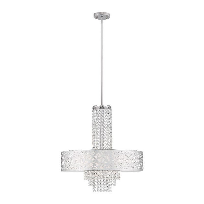 Polished Chrome 5-Light Drum Chandelier with Crystal Accents