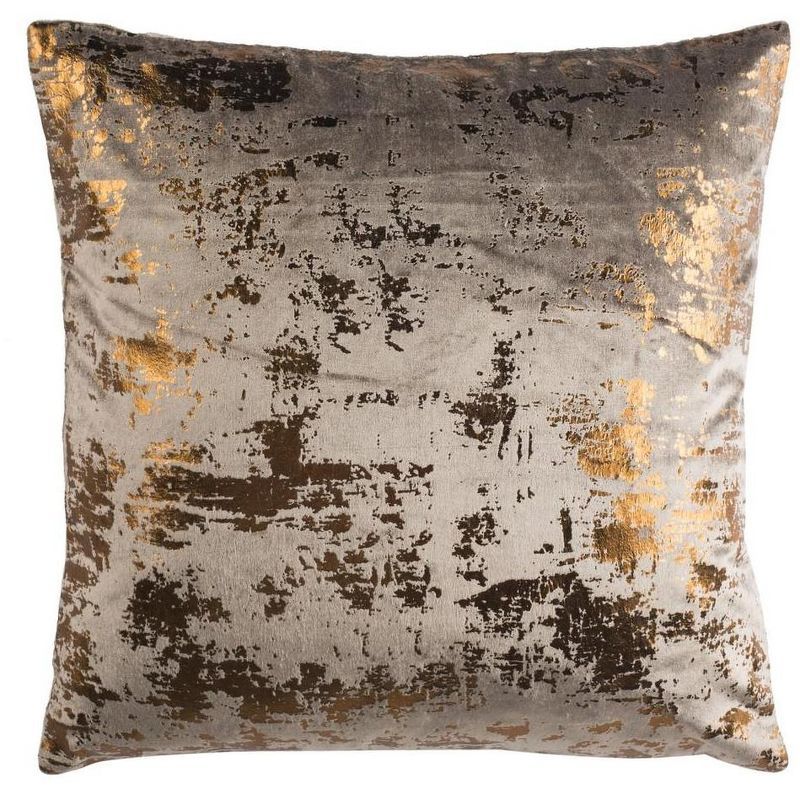 Edmee 20" Square Brown and Copper Metallic Pillow