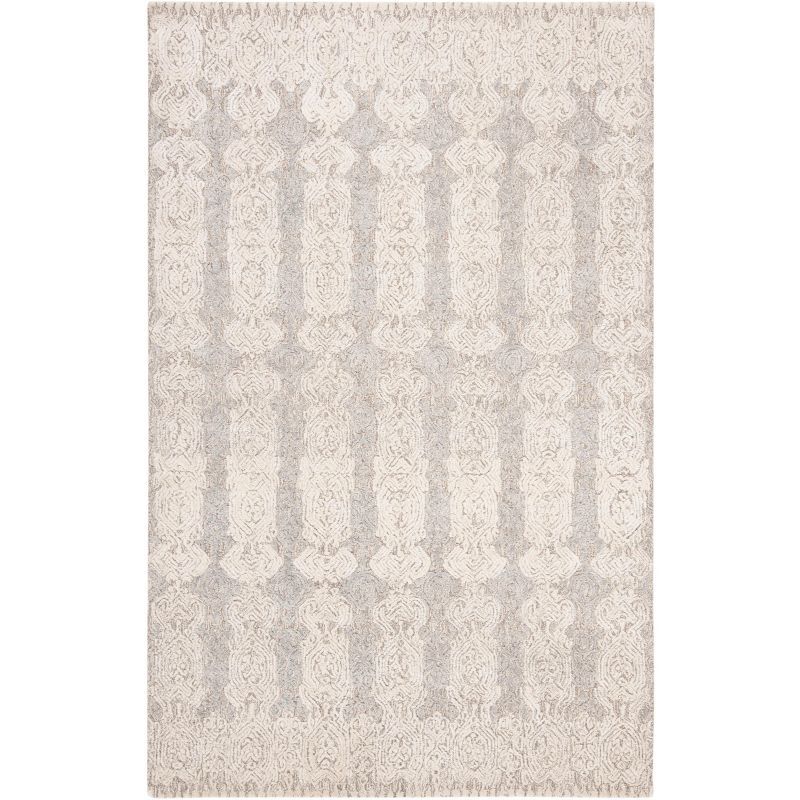 Ivory and Grey Hand-Tufted Wool and Viscose Area Rug