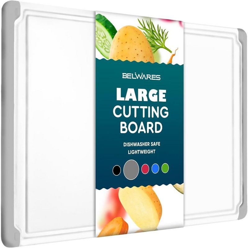 Large Gray Plastic Cutting Board with Juice Grooves