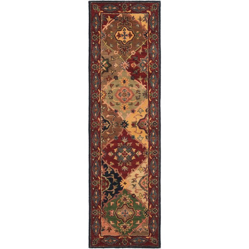 Handmade Red and Multi Wool Tufted Runner Rug, 2'3" x 18'