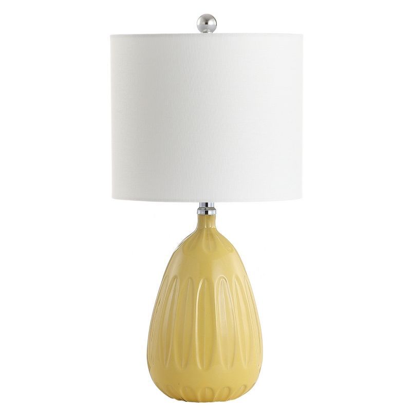 Linnett 20-Inch Yellow Ceramic Table Lamp with Cotton Shade