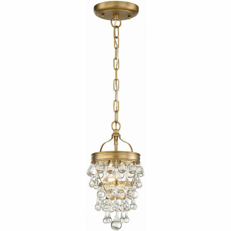 Vibrant Gold Mini Crystal Chandelier with Clear Drops