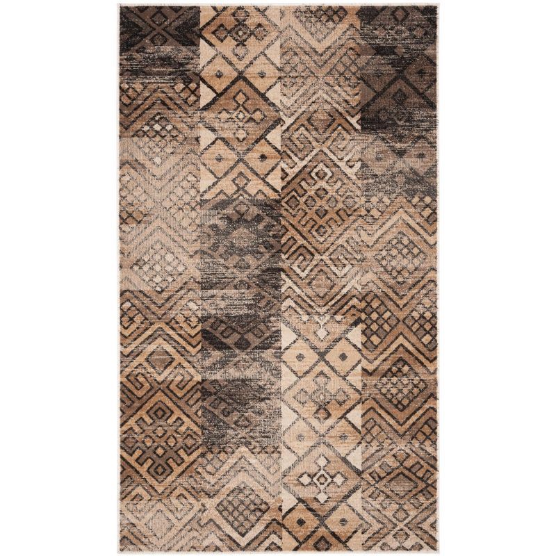 Gray Geometric Viscose Rectangular Area Rug, 4' x 5'7"