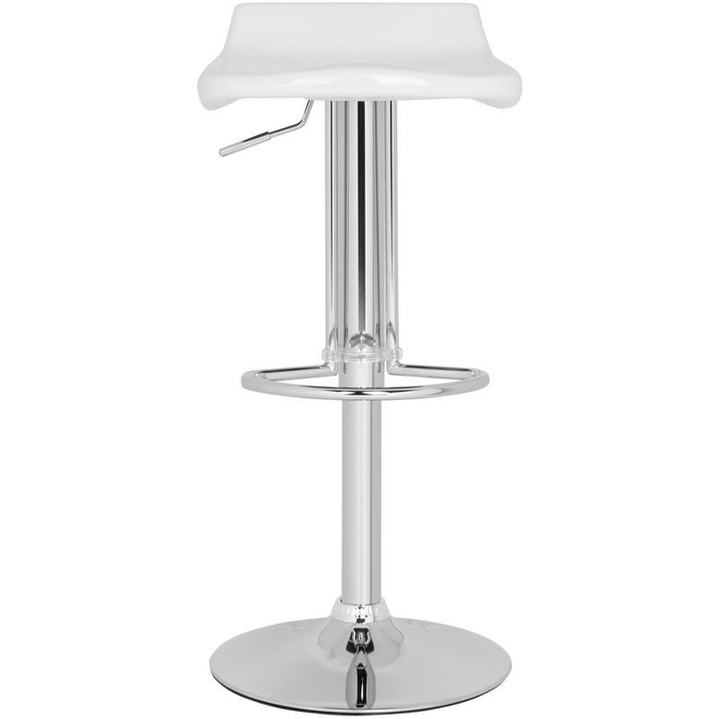 Avish Transitional Swivel Bar Stool in White with Chrome Frame