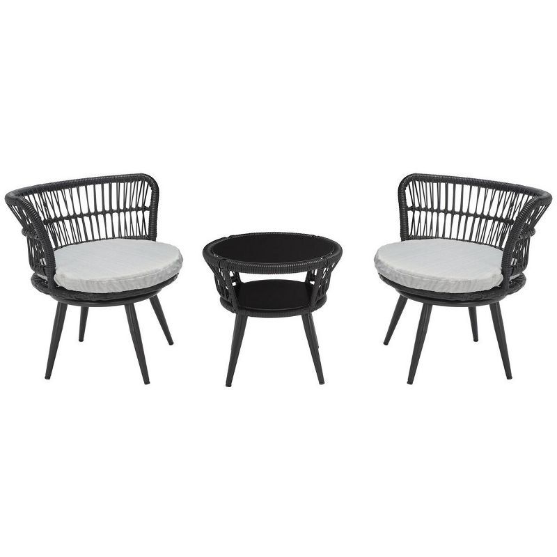 Breezy Charm Black & Grey 3-Piece Outdoor Lounge Set