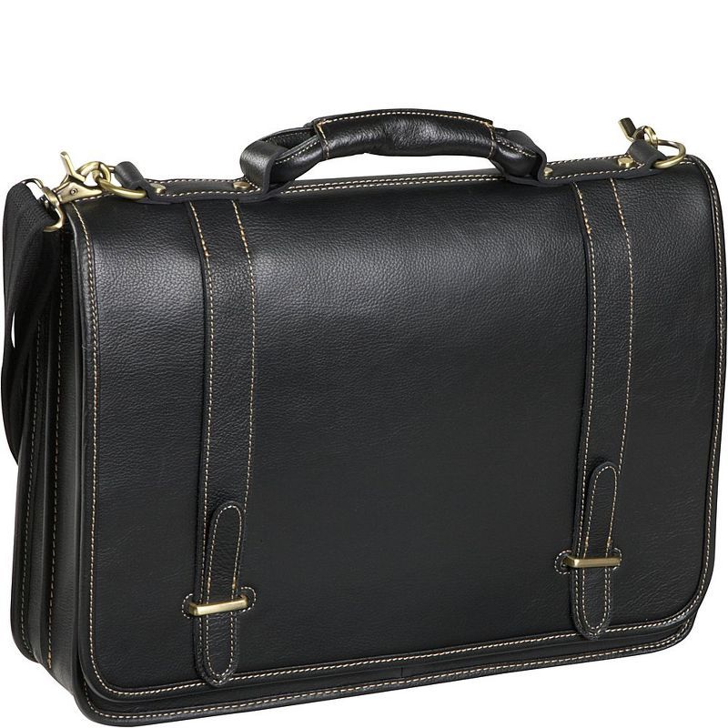 Black Genuine Leather Flapover Executive Briefcase